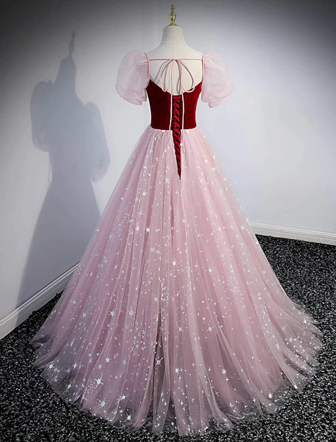 Wholesale  A-Line Prom Dresses Princess Dress Prom Valentine's Day Floor Length Short Sleeve Sweetheart Tulle with Sequin